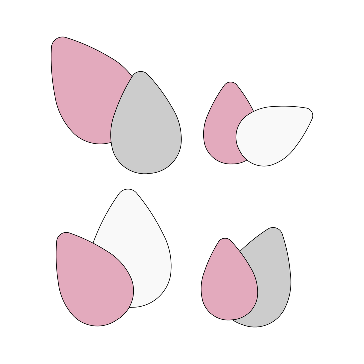 Houten muursticker - Bladerenset (8st.) - bosuiltjes- grijstinten met te kiezen kleur