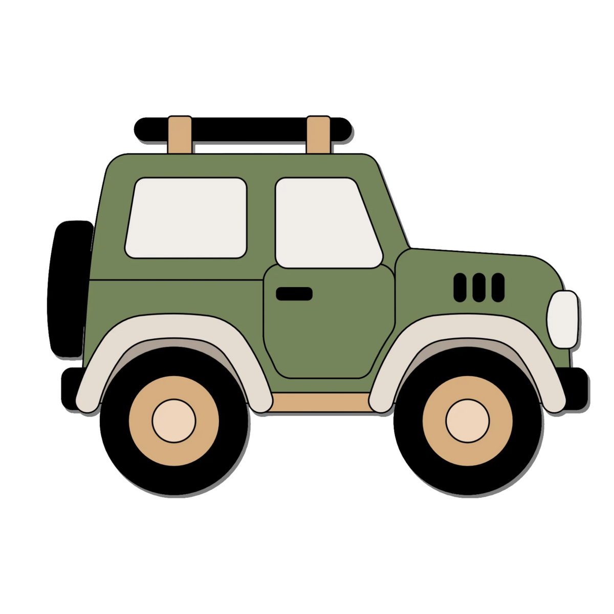 Houten muursticker - Jeep - 37x26cm