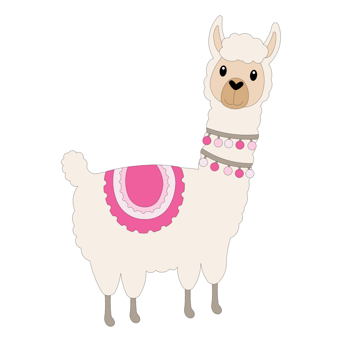 Houten muursticker - DIY- Alpaca - blank - zelf verven en verlijmen (52x73cm)