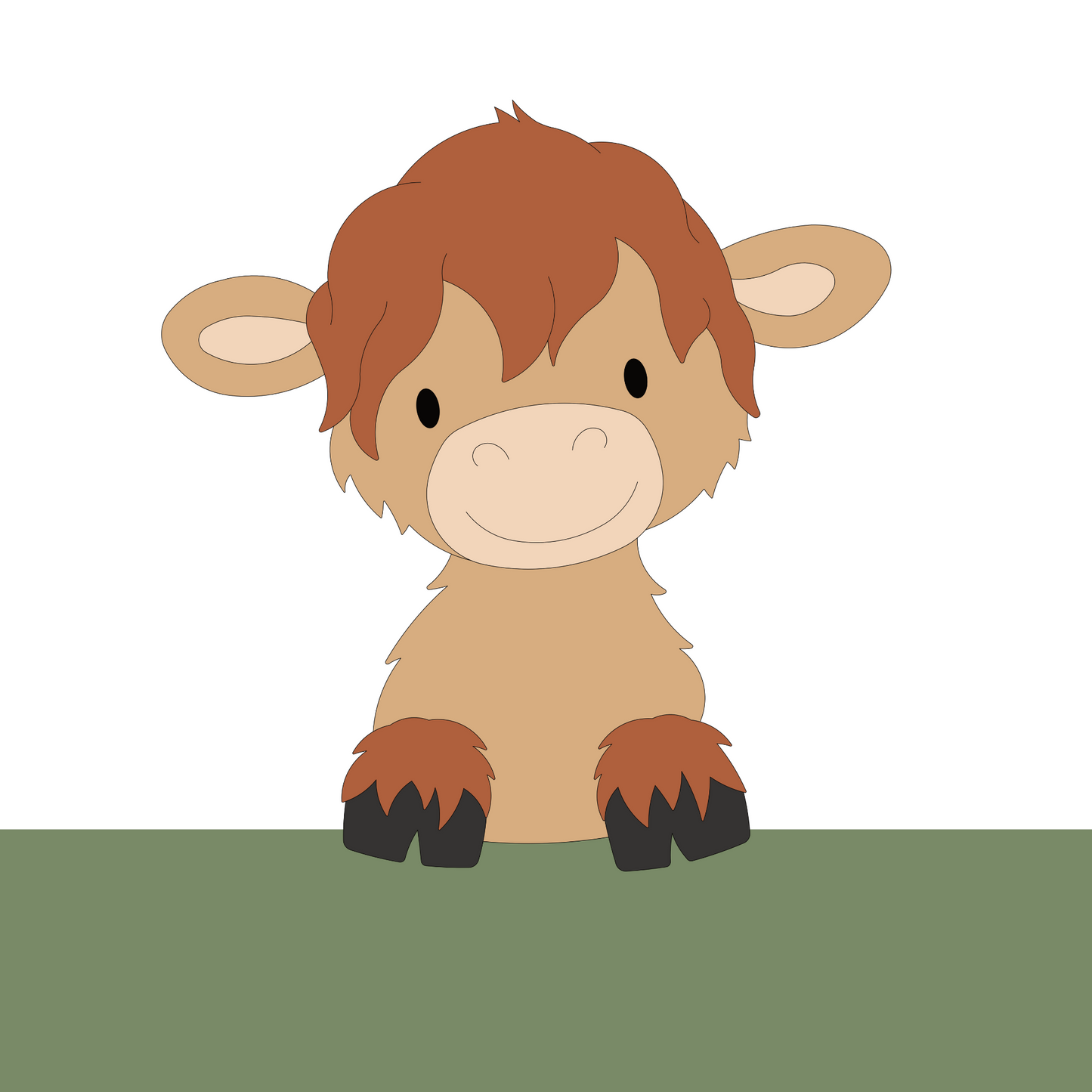 Houten muursticker - Schots hooglandertje - carameltinten (38x36cm)