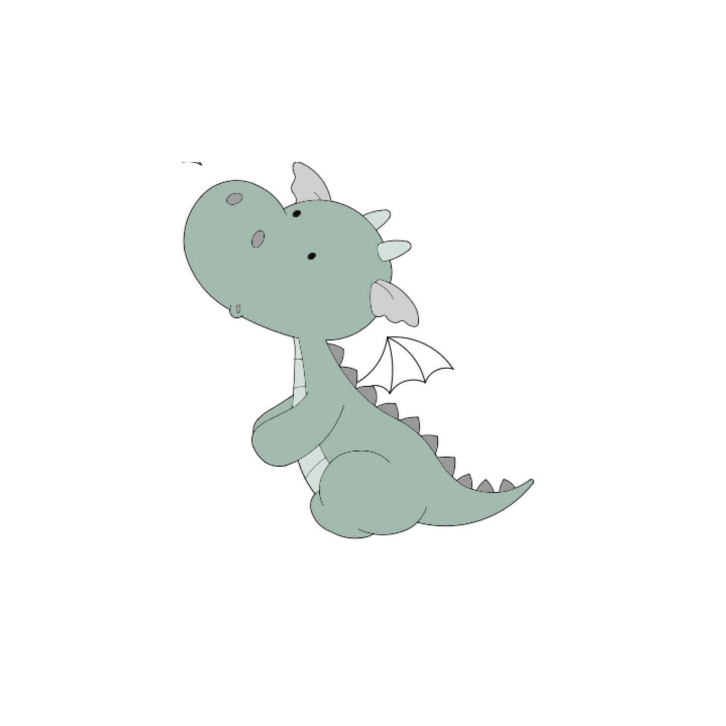 Houten muursticker - extra baby draakje (aanvulling op draakjes familie) - kleur te kiezen (25x24cm)