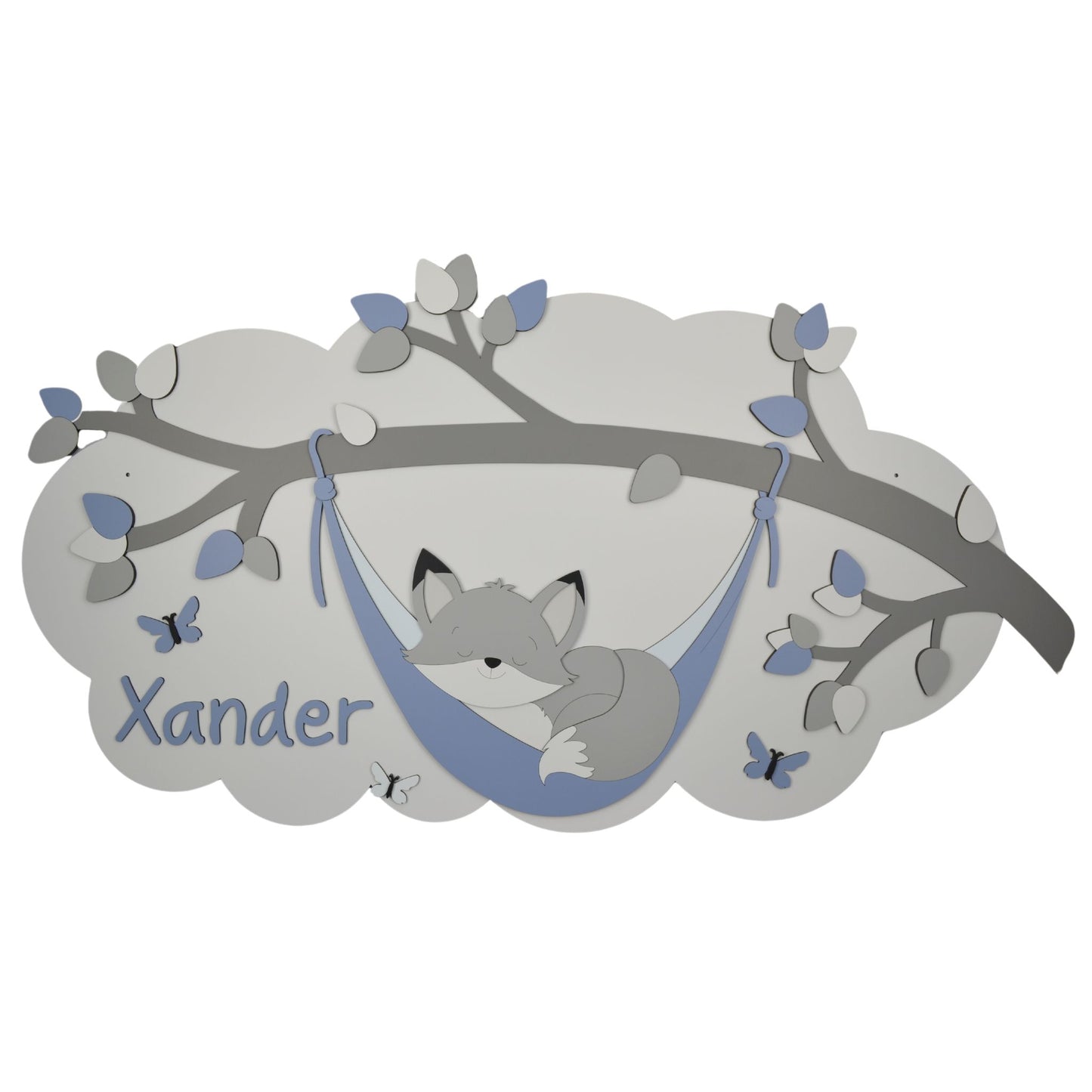 Muurdecoratie-babykamer-hout-uiltjes-wolk-oudblauw