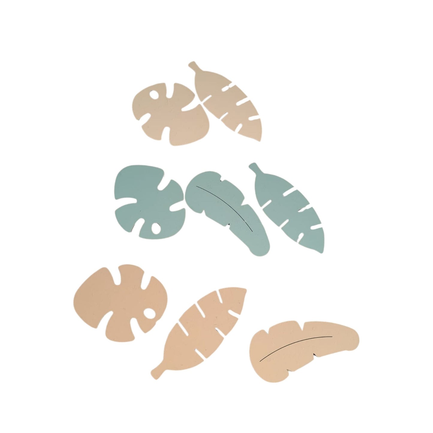 Houten muursticker - Bladerenset (8st.) - jungle-beige (met te kiezen kleur)