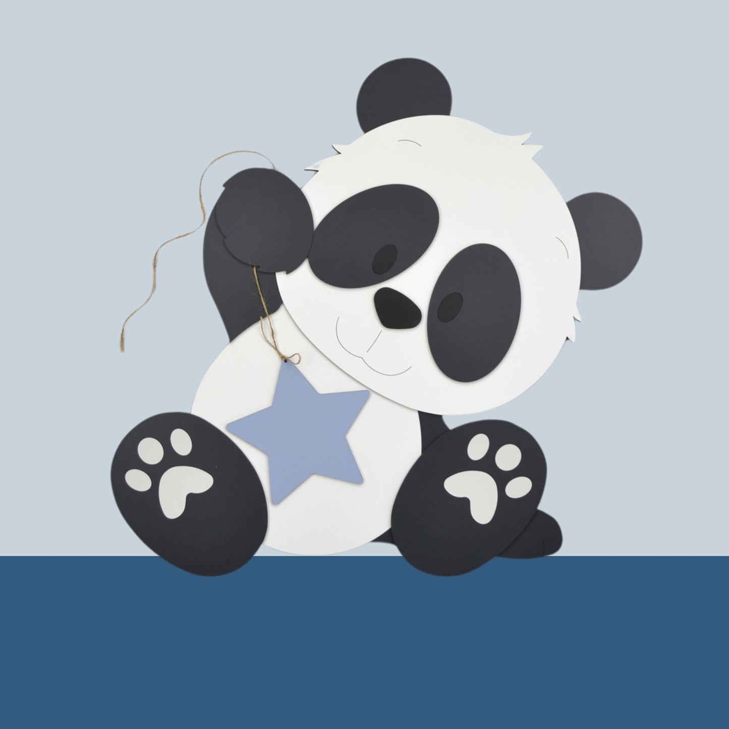 Houten muurdecoratie voor kinderkamer, pandabeer met ster