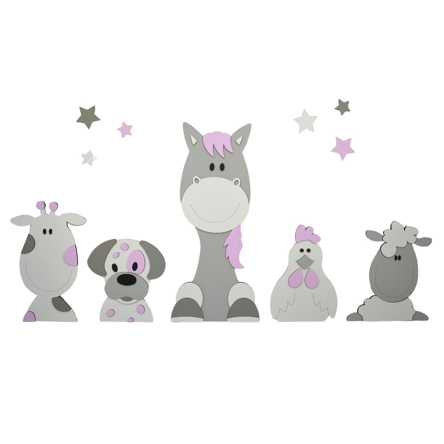 Analyzing image Muurstickers-babykamer-boerderijdieren-grijs