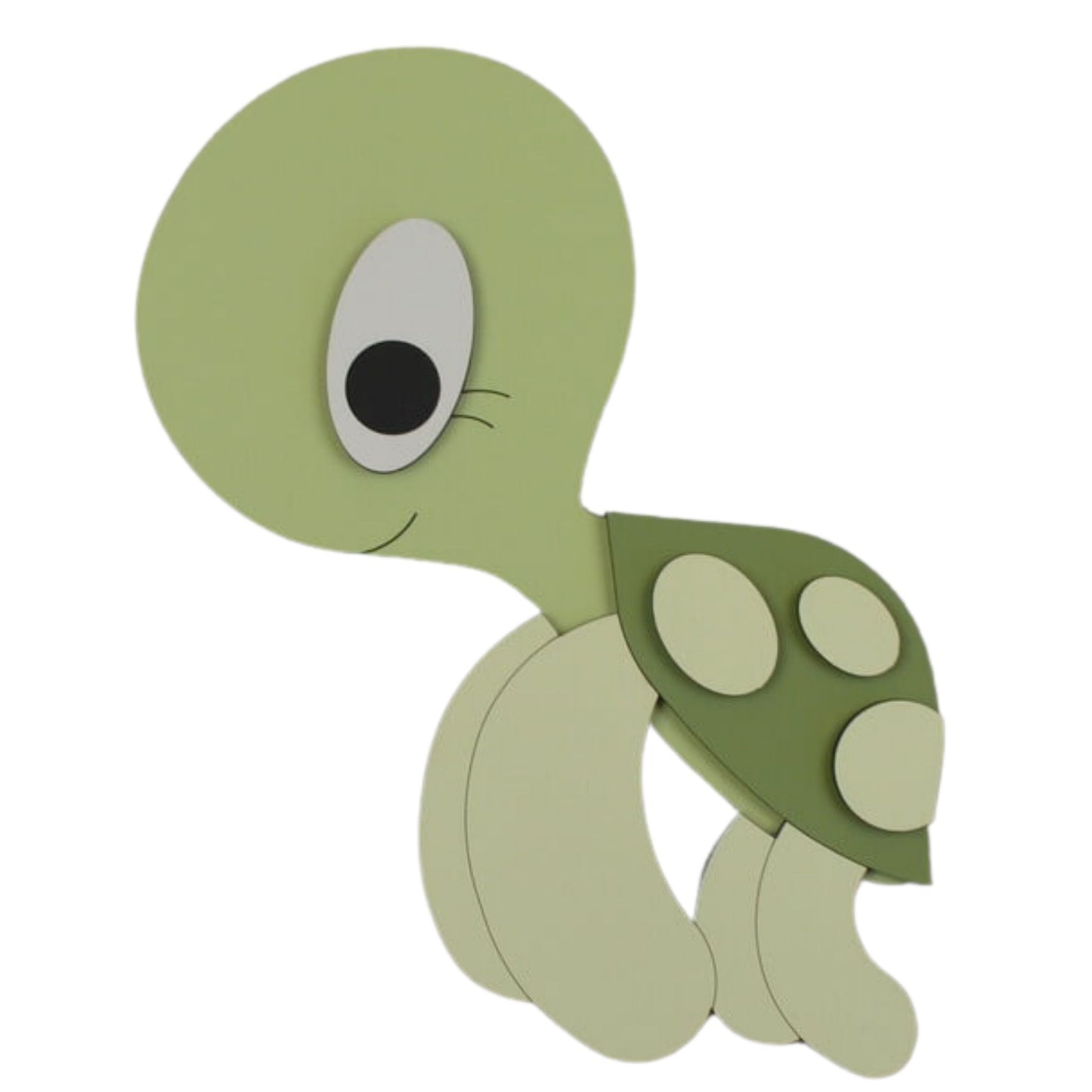 Houten muursticker - Schildpadje - groentinten (12x23cm)