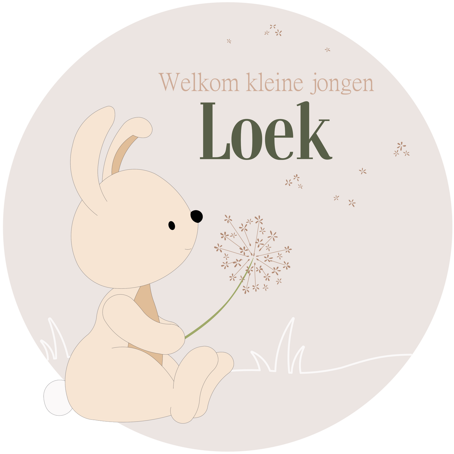 Raamsticker konijn met bloem - kleur te kiezen (60x60cm)
