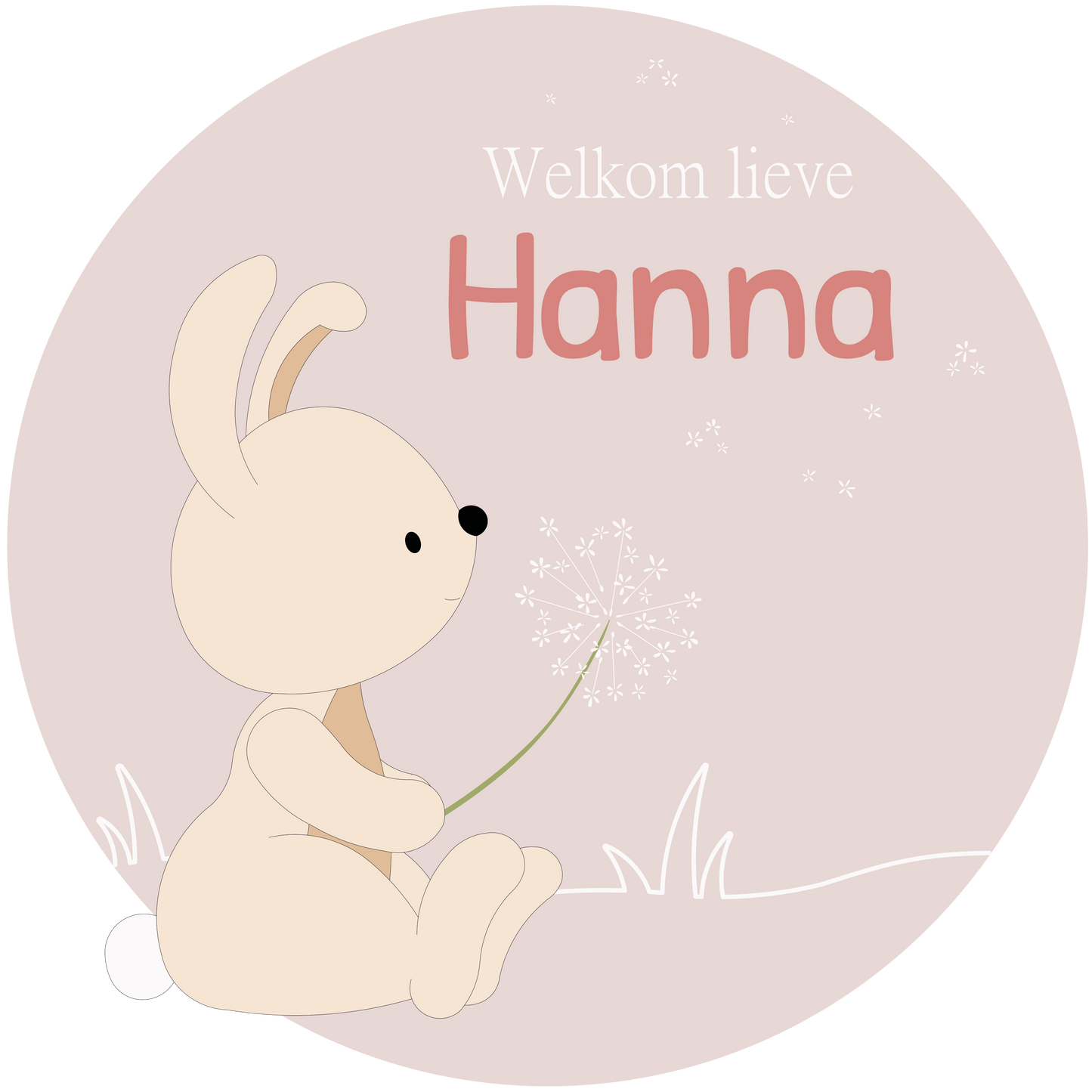 Raamsticker konijn met bloem - kleur te kiezen (60x60cm)