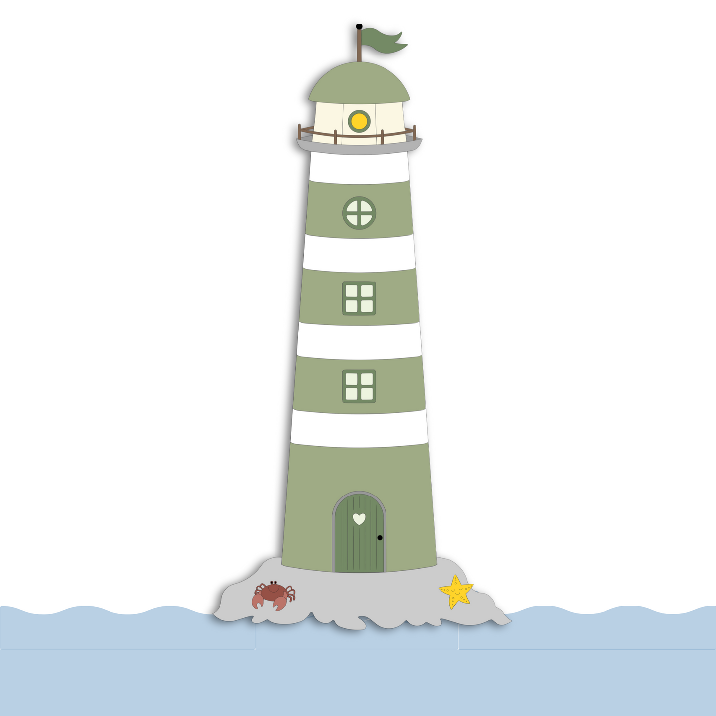 Houten muursticker - Vuurtoren - kleur te kiezen (65x132cm)