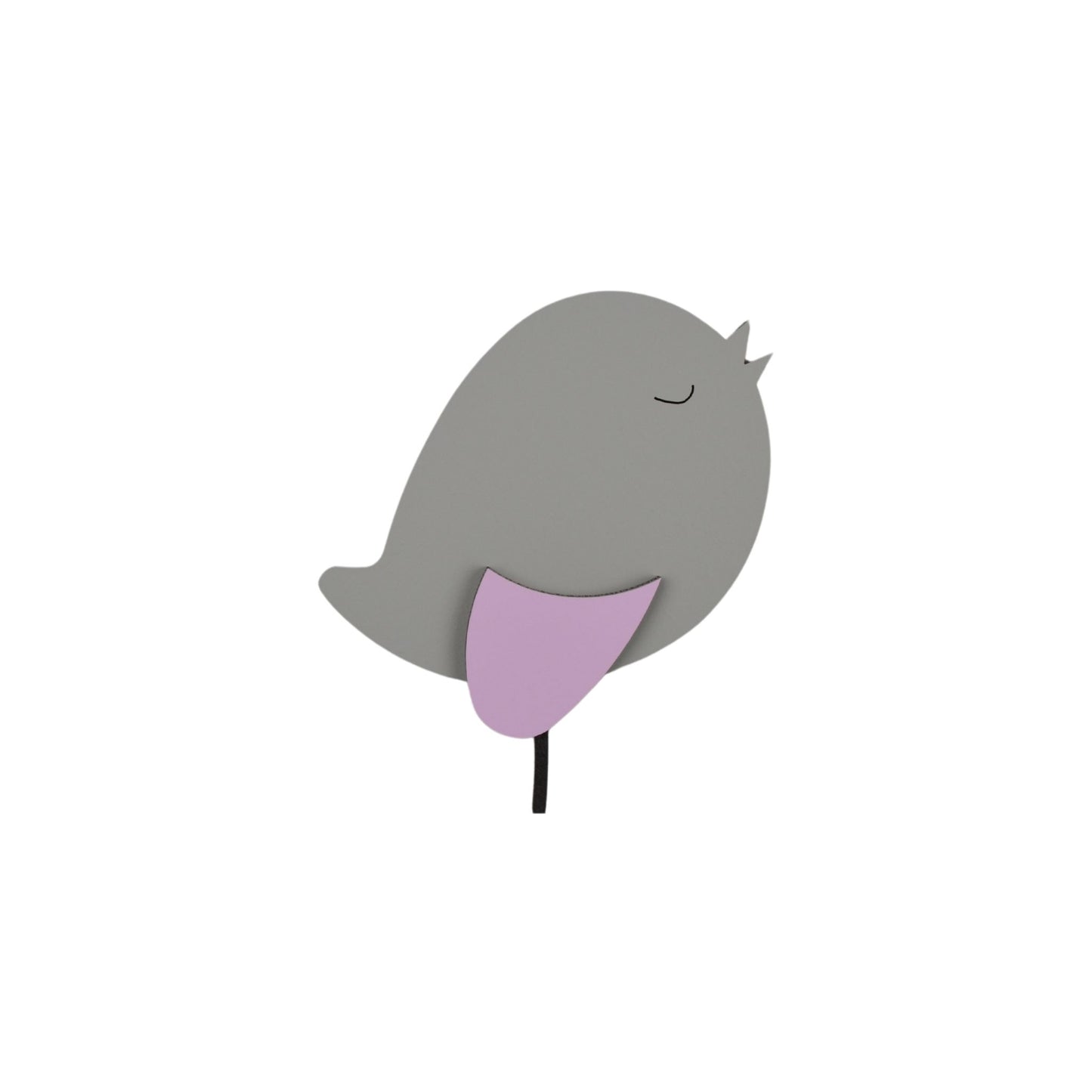 Houten muursticker - Staand vogeltje (R) - lichtgrijs met te kiezen kleur