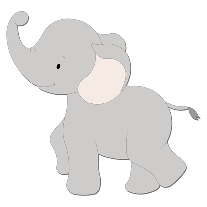 muurdecoratie van schattige grote grijze, lopende olifant. Passend op kinderkamer in jungle of safari thema.