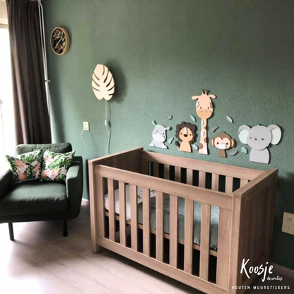  Houten-muurdecoratie-kinderkamer-jungle-jadegroen