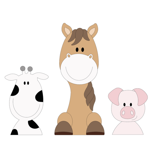 Houten muursticker - Mix & match boerderijdieren - naturel