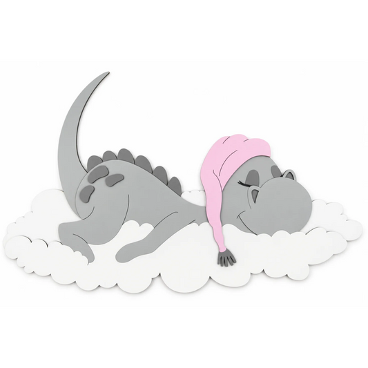 muursticker voor babykamer; slapend draakje op wolk omringd door sterren