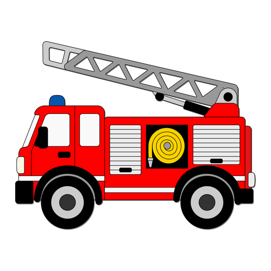 Houten muursticker - Brandweerwagen - 50x39cm
