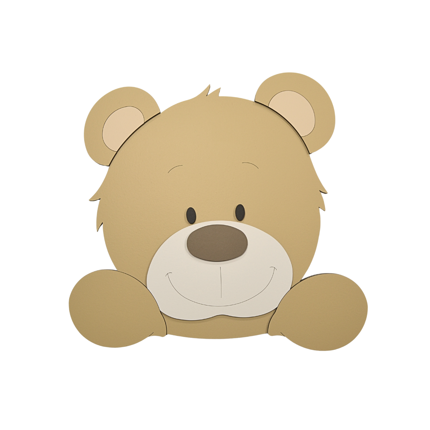 Muurstickers babykamer hout beige beer die met poten over de rand hangt
