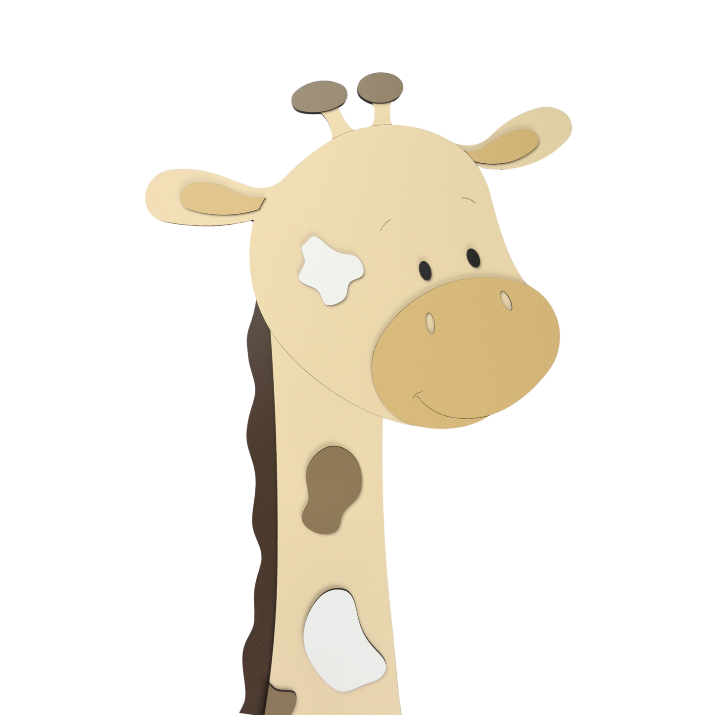 Houten muurdecoratie van grote giraf met grijze, lopende olifant. Passend op kinderkamer in jungle of safari thema.