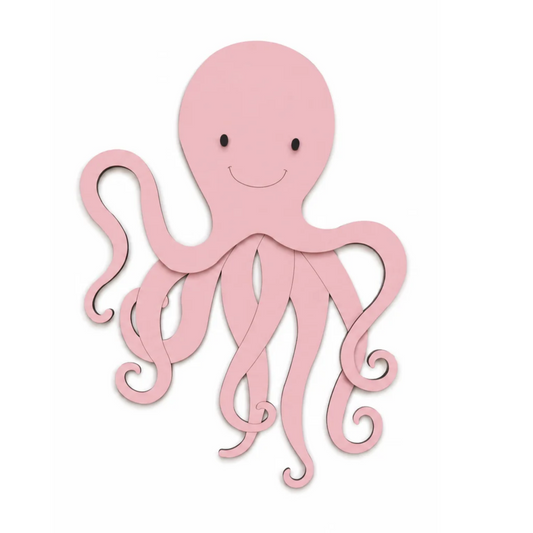 Houten muursticker - Octopus - kleur te kiezen (22cm x 30cm)