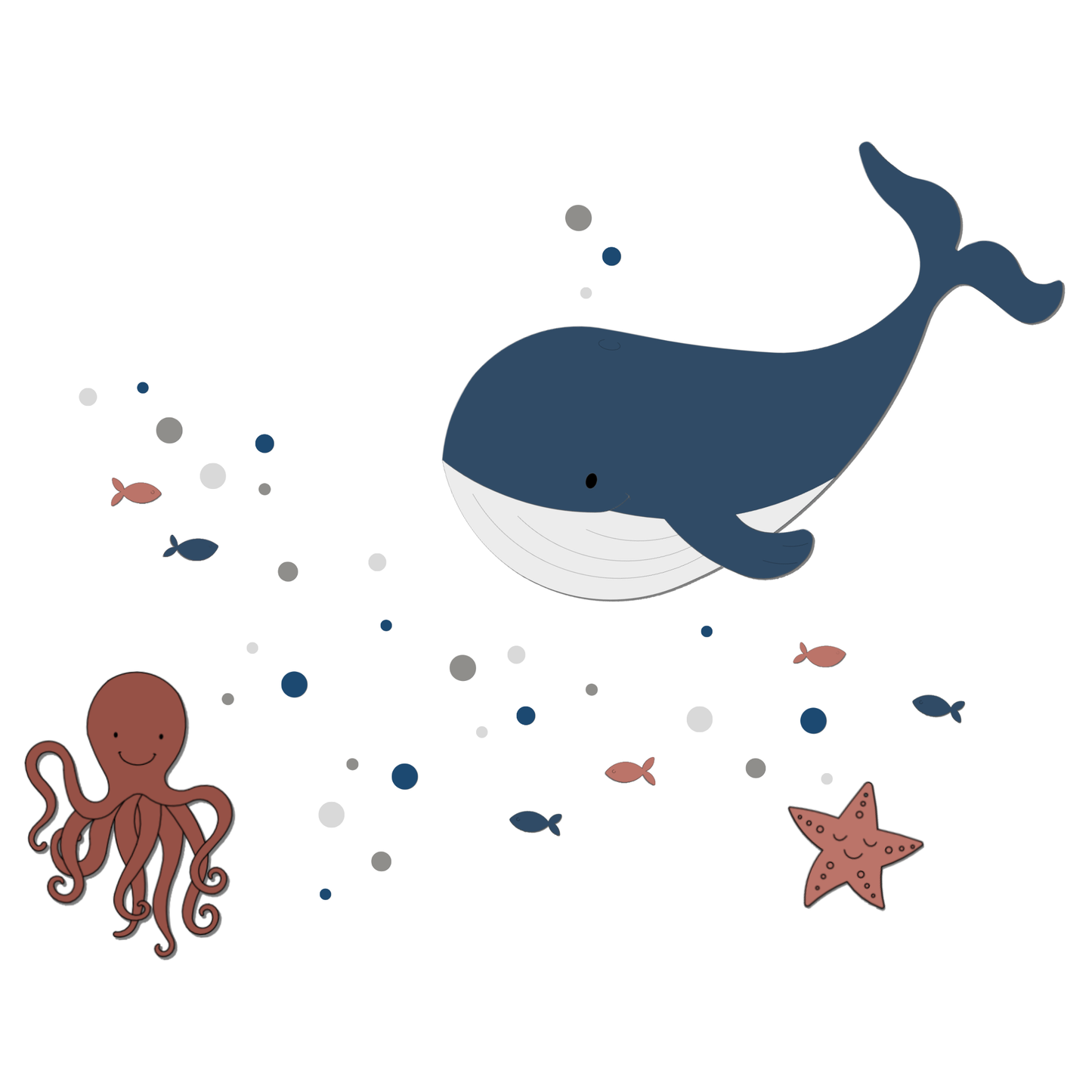 Muurdecoraties-babykamer-hout-zeedieren-walvis-octopus