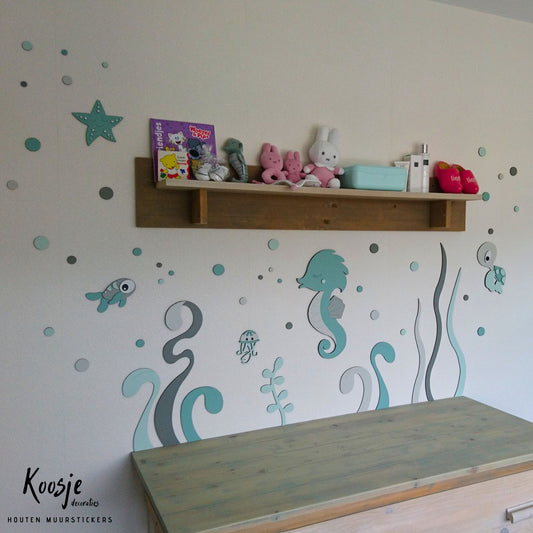 Muurstickers-babykamer-hout-onderwaterwereld