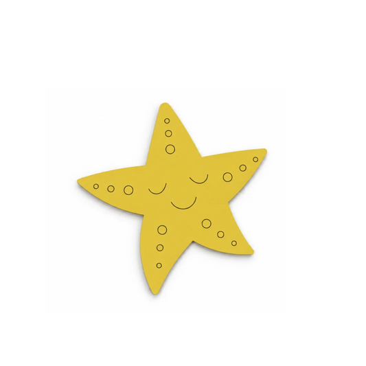 Houten muursticker - Zeester - kleur te kiezen (13cmx13cm)