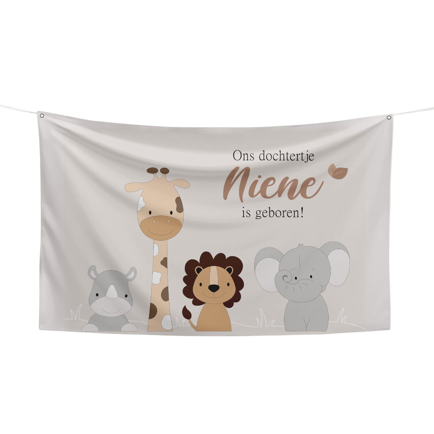 Spandoek 4 jungledieren - kleur te kiezen (100x70cm)