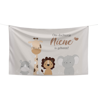 Spandoek 4 jungledieren - kleur te kiezen (100x70cm)