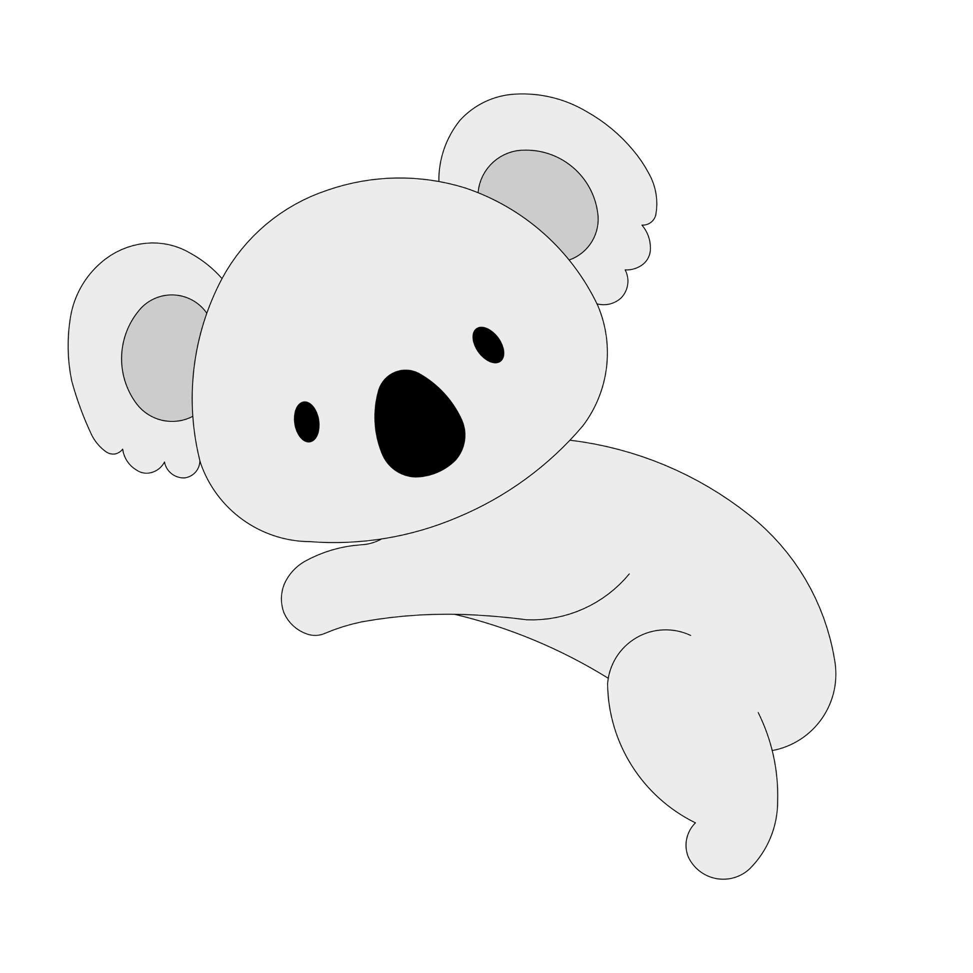 Muurstickers babykamer hout, schattige koala in grijs