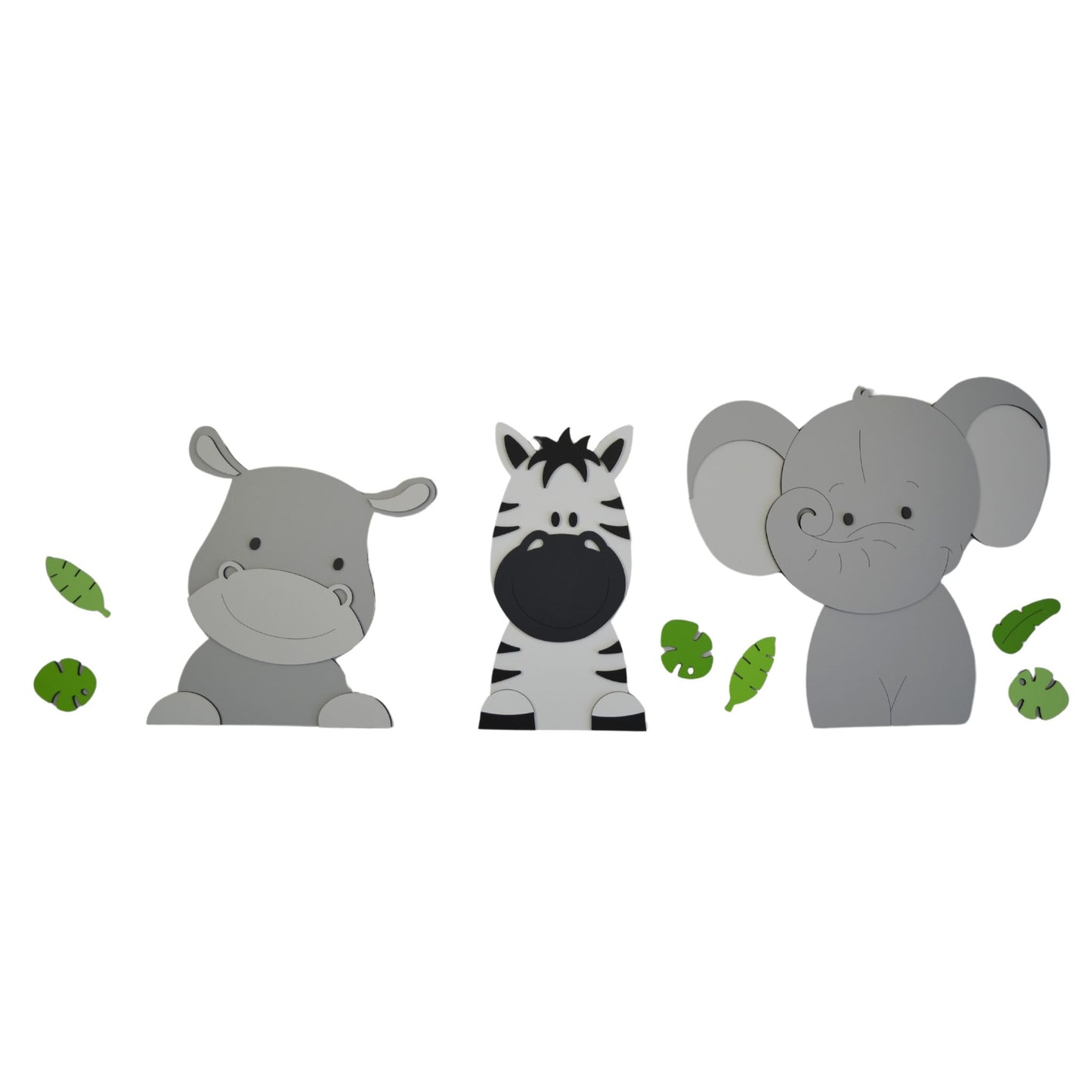 muurstickers met safaridieren voor de babykamer – nijlpaard, zebra en olifant