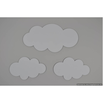 Houten muursticker - DIY-Wolkenset middel - blank - zelf verven