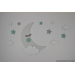 Slapende maan met sterren en wolkjes (naam optioneel) (50x35cm)