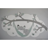 Witte wolk met tak en vosje in hangmat - grijstinten met te kiezen kleur (100x60cm)