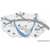 Houten muursticker - Lichtgrijze wolk met tak en vosje in hangmat - grijstinten met te kiezen kleur (100x60cm)