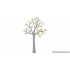 Vrijstaande boom met dieren (135x200cm) - grijs met te kiezen kleur-dieren optioneel