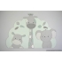 3 Jungle dieren nijlpaard, giraf en olifant op wolk achterbord - grijs met te kiezen kleur (80x55cm)