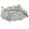 Tak met koala en aapje op wolk achterplaat - kleur te kiezen (80x56cm)