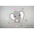 Muursticker olifantje met hart-buikje en sterren (60x60cm)