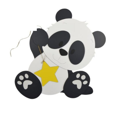 Zittend pandabeertje met ster - kleur te kiezen (45x42cm)
