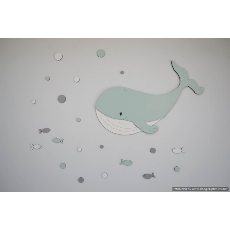 Walvis met visjes en gekleurde luchtbellen (60x50cm) - eigen kleur