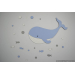 Walvis met visjes en gekleurde luchtbellen (60x50cm) - kleur te kiezen